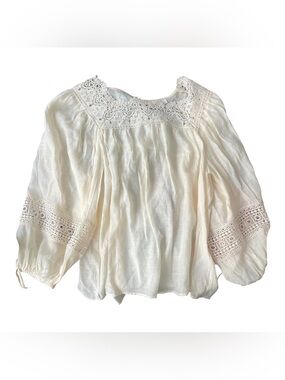 Zac & Rachel Boho Peasant Blouse Crochet Detail Cottagecore Womens S